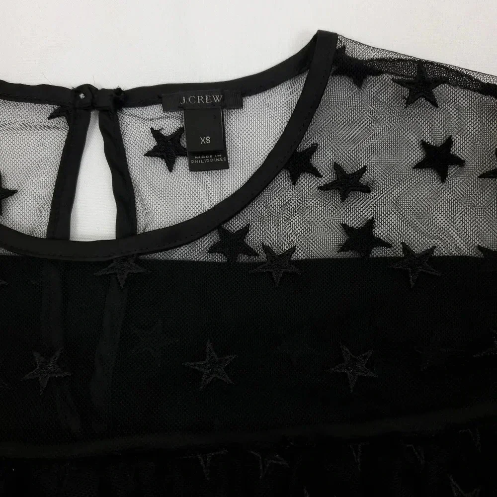 J. Crew Puff Sleeve embroidered stars Blouse XS